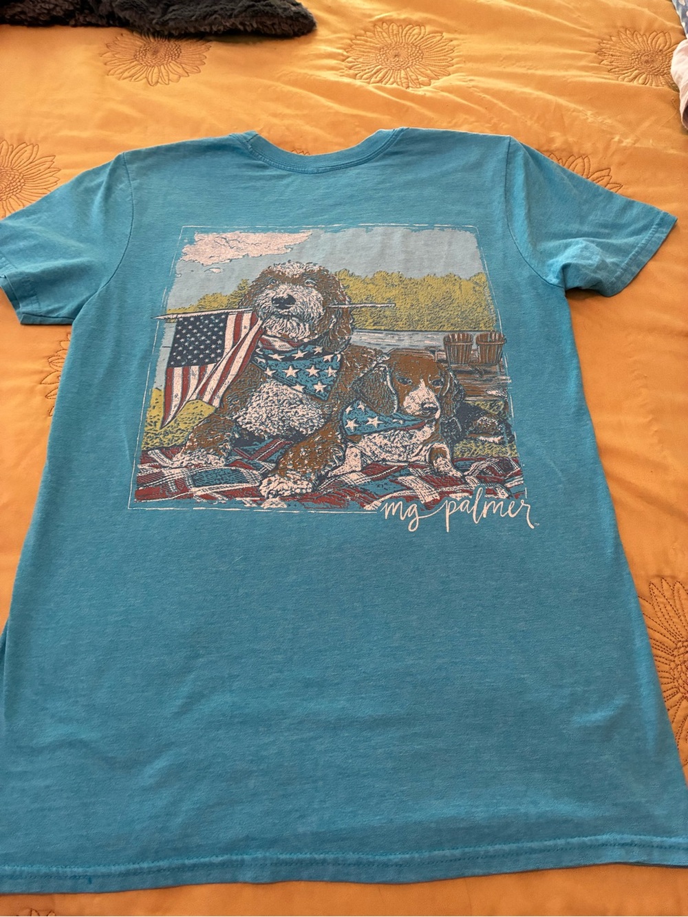 MG Palmer Women's Short Sleeve Graphic Tee in Teal